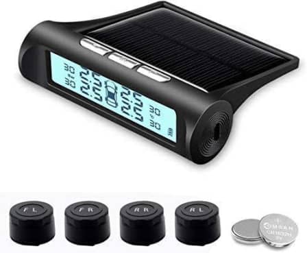 Wireless Solar Tyre Pressure Monitoring System TPMS with Black and White LED_0