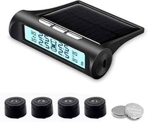 Wireless Solar Tyre Pressure Monitoring System TPMS with Black and White LED_0
